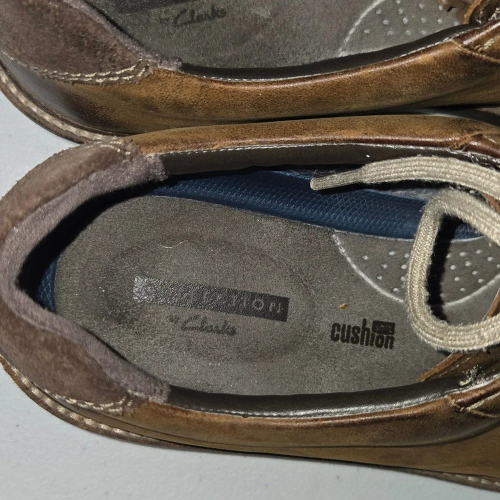 Clarks Collection Mens 8.5 M Brown Leather Lace Up Derby Shoes 26138377675